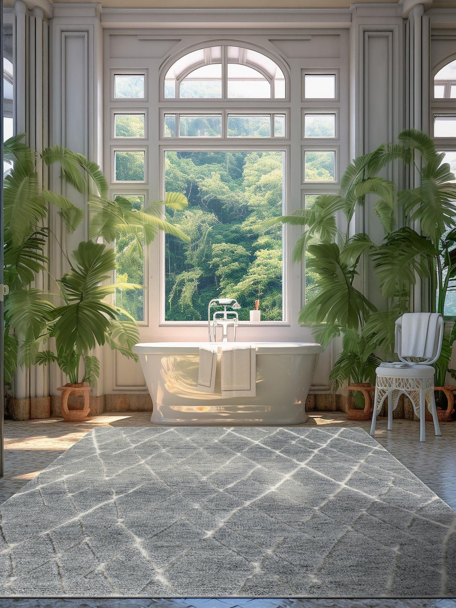 Silver Gray 4' 1 x 6' 1 Atlas Moroccan Wool Rectangle Area Rug New Zealand Wool With Cotton Backing All Natural Indoor Living Dining Room Bedroom Office Carpet for Sale at Rug Engine