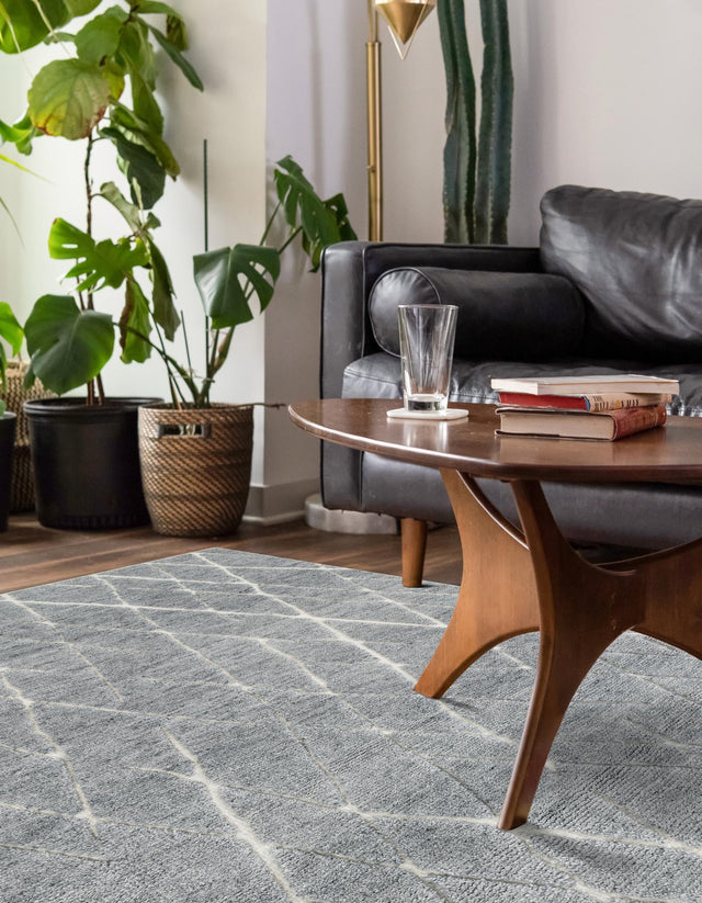 Silver Gray 8' x 10' Atlas Moroccan Wool Rectangle Rug