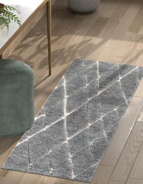 Silver Gray 3' x 10' Atlas Moroccan Wool Runner Rug