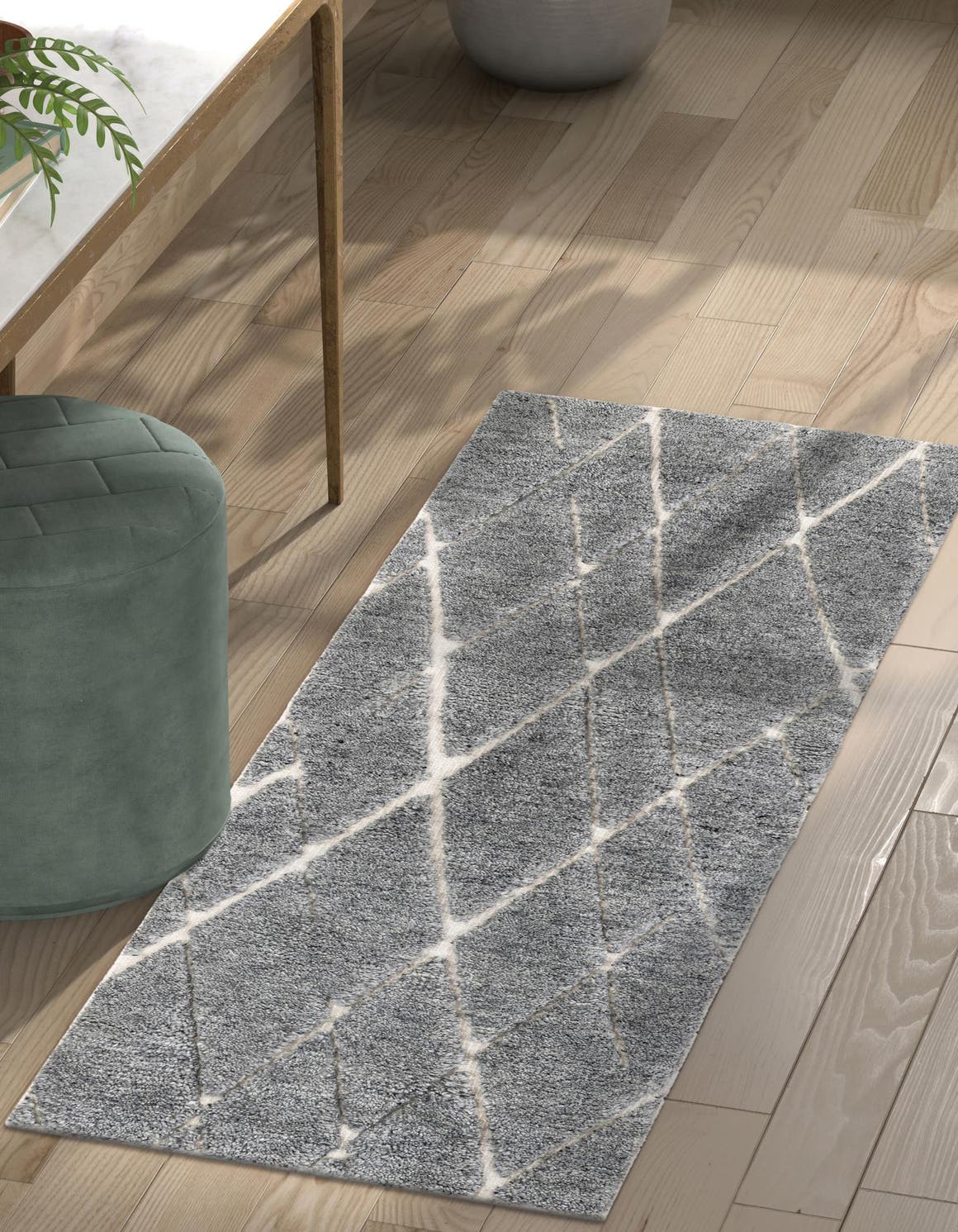 Silver Gray 2' x 6' 1 Atlas Moroccan Wool Runner Area Rug New Zealand Wool With Cotton Backing All Natural Indoor Living Dining Room Bedroom Office Carpet for Sale at Rug Engine
