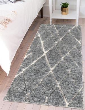 Silver Gray 3' x 12' Atlas Moroccan Wool Runner Rug
