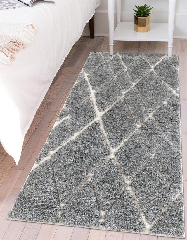 Silver Gray 3' x 12' Atlas Moroccan Wool Runner Rug