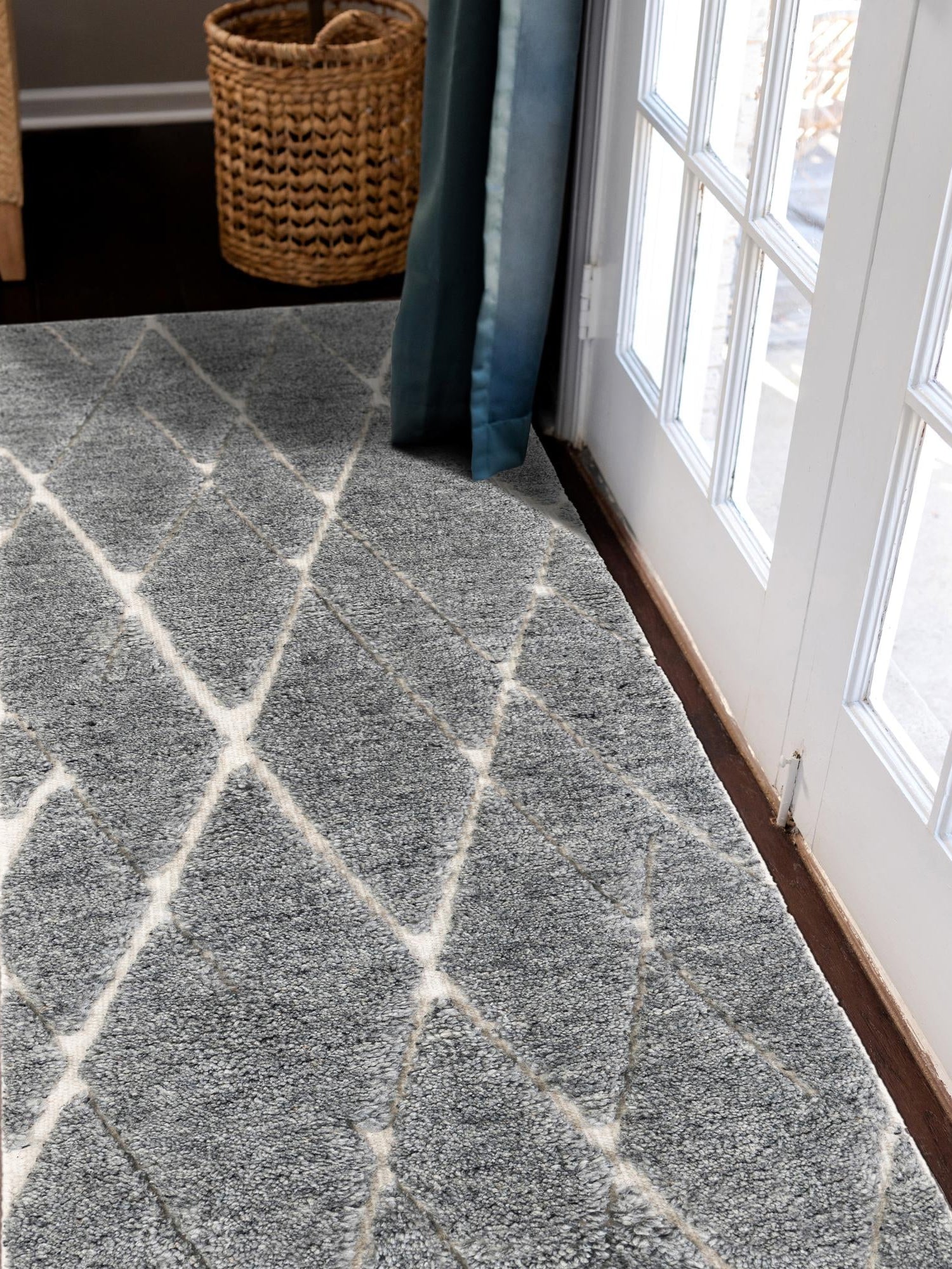 Silver Gray 2' x 6' 1 Atlas Moroccan Wool Runner Area Rug New Zealand Wool With Cotton Backing All Natural Indoor Living Dining Room Bedroom Office Carpet for Sale at Rug Engine