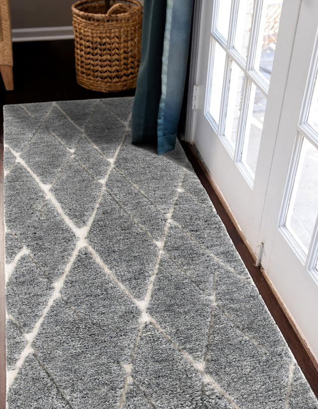 Silver Gray 3' x 12' Atlas Moroccan Wool Runner Rug