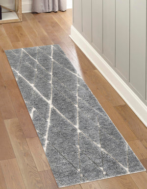Silver Gray 3' x 12' Atlas Moroccan Wool Runner Rug