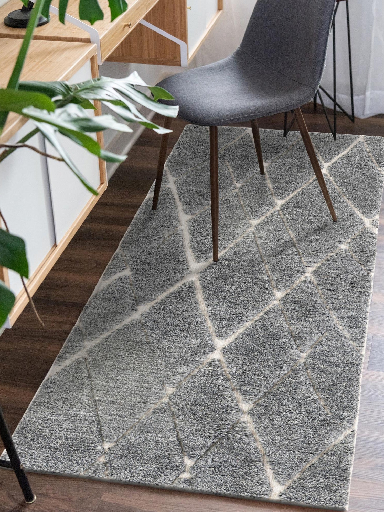 Silver Gray 2' x 6' 1 Atlas Moroccan Wool Runner Area Rug New Zealand Wool With Cotton Backing All Natural Indoor Living Dining Room Bedroom Office Carpet for Sale at Rug Engine