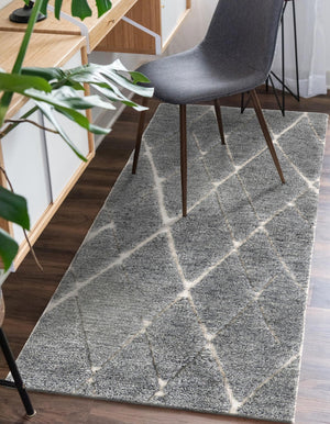 Silver Gray 3' x 12' Atlas Moroccan Wool Runner Rug