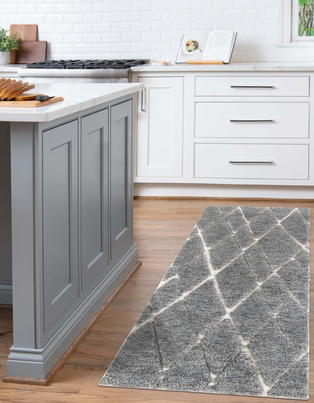 Silver Gray 3' x 10' Atlas Moroccan Wool Runner Rug
