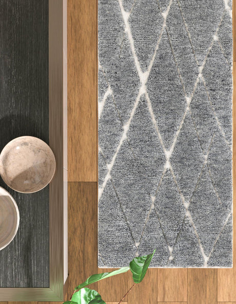 Silver Gray 2' 7 x 12' Atlas Moroccan Wool Runner Area Rug New Zealand Wool With Cotton Backing All Natural Indoor Living Dining Room Bedroom Office Carpet for Sale at Rug Engine