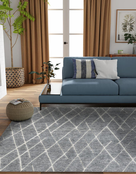 Silver Gray 12' x 12' Atlas Moroccan Wool Square Rug