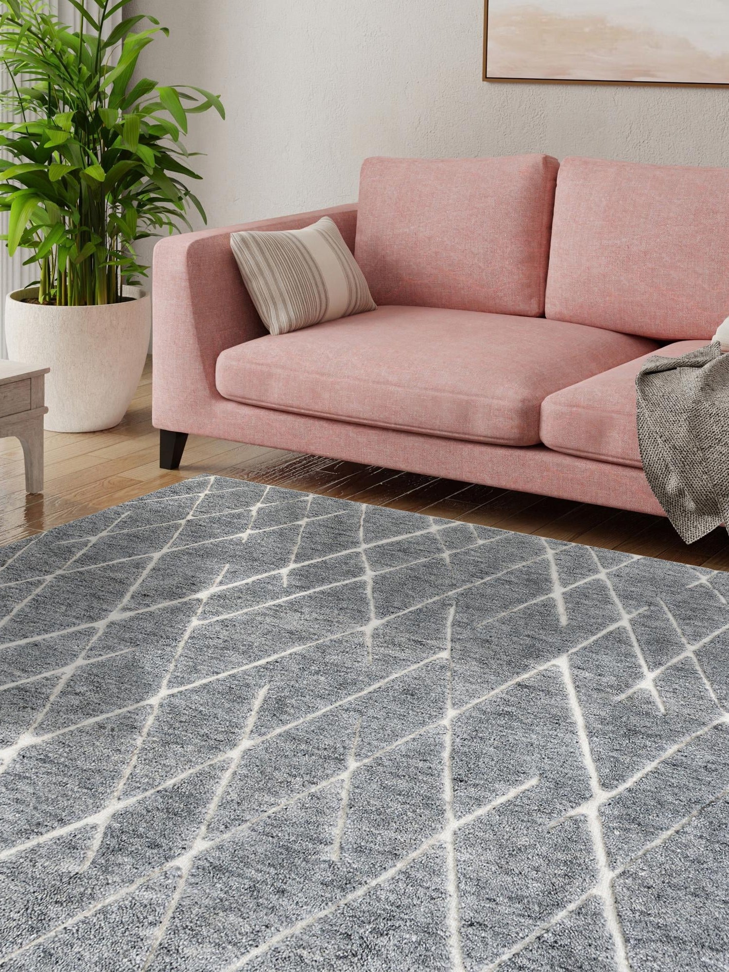 Silver Gray 7' 10 x 7' 10 Atlas Moroccan Wool Square Area Rug New Zealand Wool With Cotton Backing All Natural Indoor Living Dining Room Bedroom Office Carpet for Sale at Rug Engine