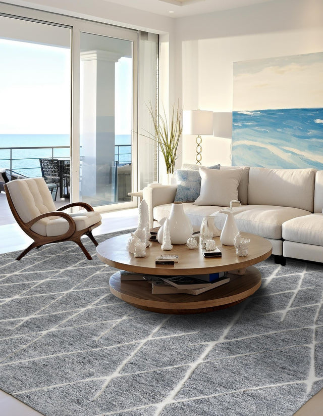 Silver Gray 12' x 12' Atlas Moroccan Wool Square Rug