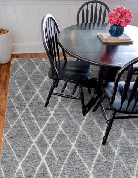 Silver Gray 7' 10 x 7' 10 Atlas Moroccan Wool Square Area Rug New Zealand Wool With Cotton Backing All Natural Indoor Living Dining Room Bedroom Office Carpet for Sale at Rug Engine