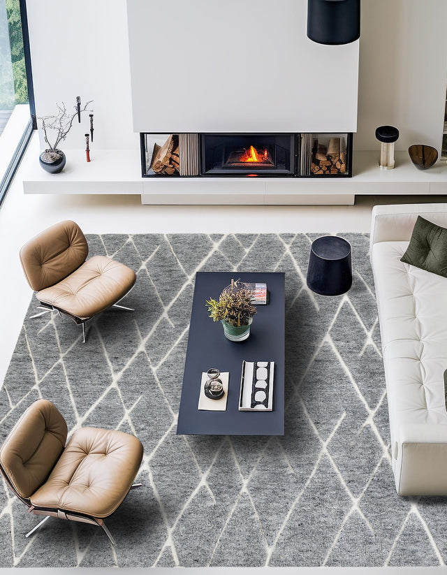 Silver Gray 12' x 12' Atlas Moroccan Wool Square Rug