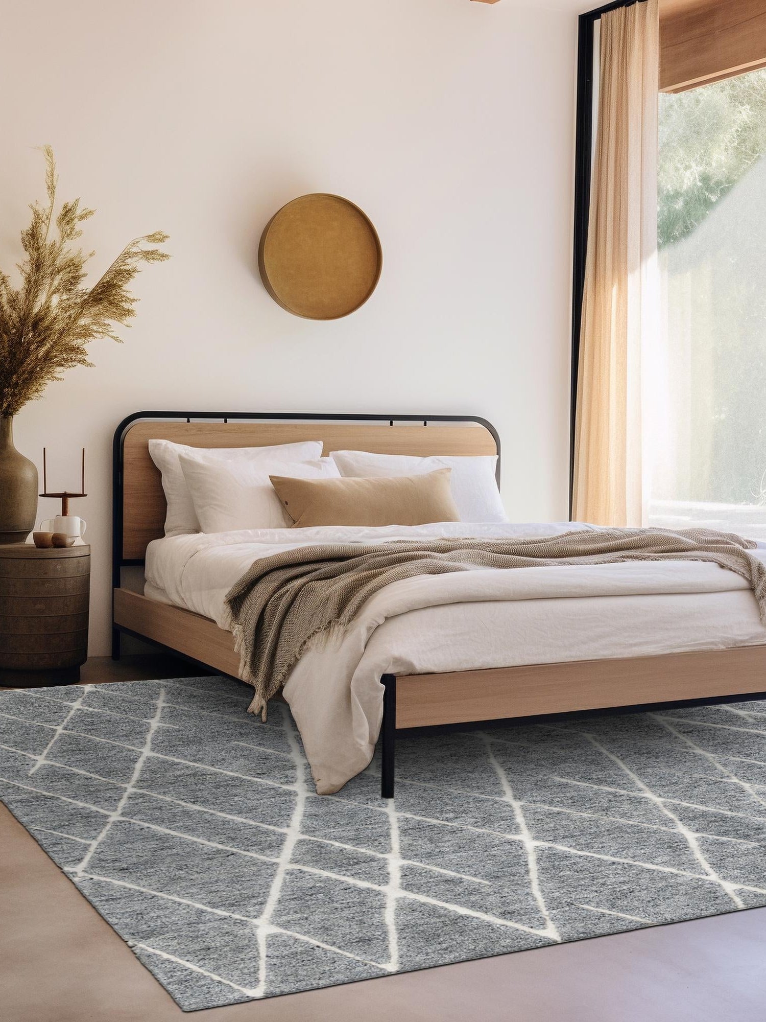 Silver Gray 12' x 12' Atlas Moroccan Wool Square Area Rug New Zealand Wool With Cotton Backing All Natural Indoor Living Dining Room Bedroom Office Carpet for Sale at Rug Engine