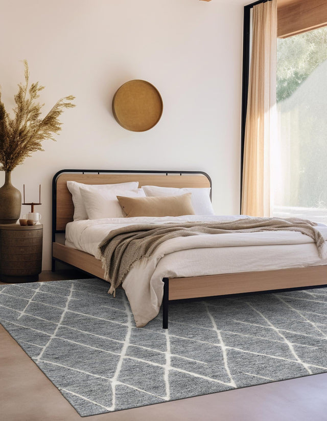 Silver Gray 12' x 12' Atlas Moroccan Wool Square Rug