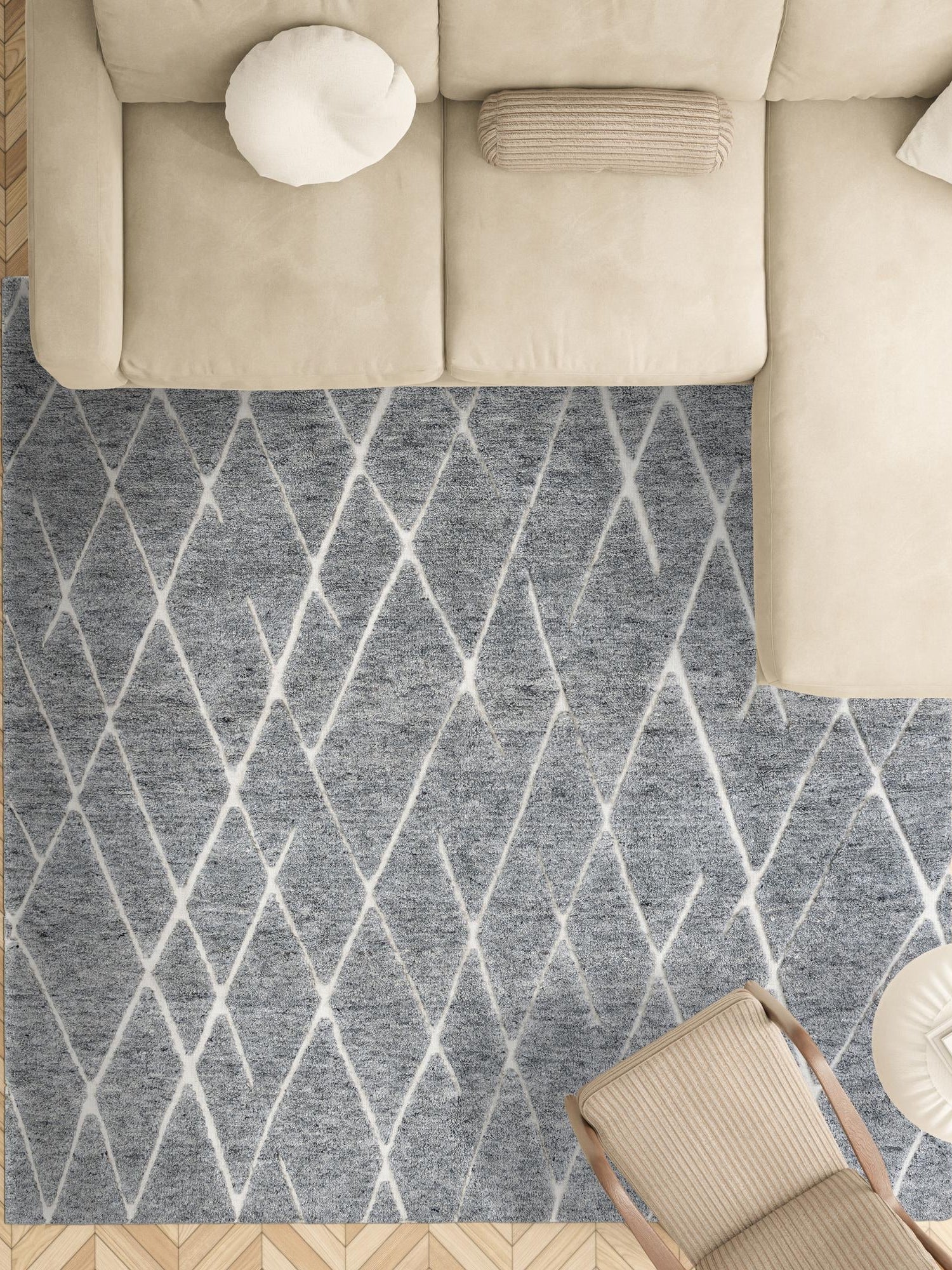 Silver Gray 12' x 12' Atlas Moroccan Wool Square Area Rug New Zealand Wool With Cotton Backing All Natural Indoor Living Dining Room Bedroom Office Carpet for Sale at Rug Engine