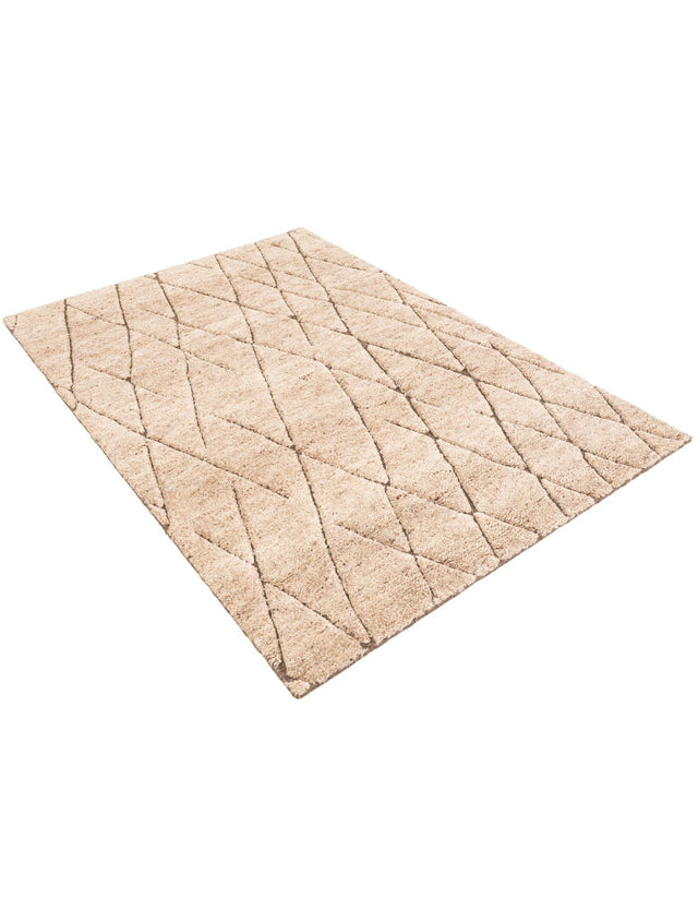 Camel Brown 4' 1 x 6' 1 Atlas Moroccan Wool Rectangle Area Rug New Zealand Wool With Cotton Backing All Natural Indoor Living Dining Room Bedroom Office Carpet for Sale at Rug Engine