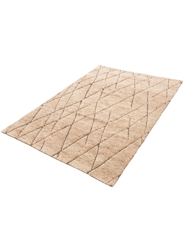 Camel Brown 4' 1 x 6' 1 Atlas Moroccan Wool Rectangle Area Rug New Zealand Wool With Cotton Backing All Natural Indoor Living Dining Room Bedroom Office Carpet for Sale at Rug Engine