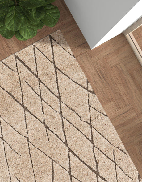 Camel Brown 4' 1 x 6' 1 Atlas Moroccan Wool Rectangle Area Rug New Zealand Wool With Cotton Backing All Natural Indoor Living Dining Room Bedroom Office Carpet for Sale at Rug Engine