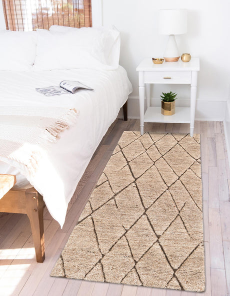 Camel Brown 2' 7 x 10' Atlas Moroccan Wool Runner Area Rug New Zealand Wool With Cotton Backing All Natural Indoor Living Dining Room Bedroom Office Carpet for Sale at Rug Engine