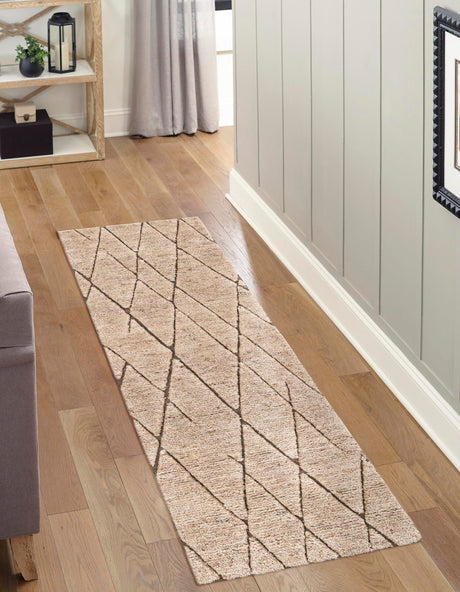 Camel Brown 2' x 8' Atlas Moroccan Wool Runner Area Rug New Zealand Wool With Cotton Backing All Natural Indoor Living Dining Room Bedroom Office Carpet for Sale at Rug Engine