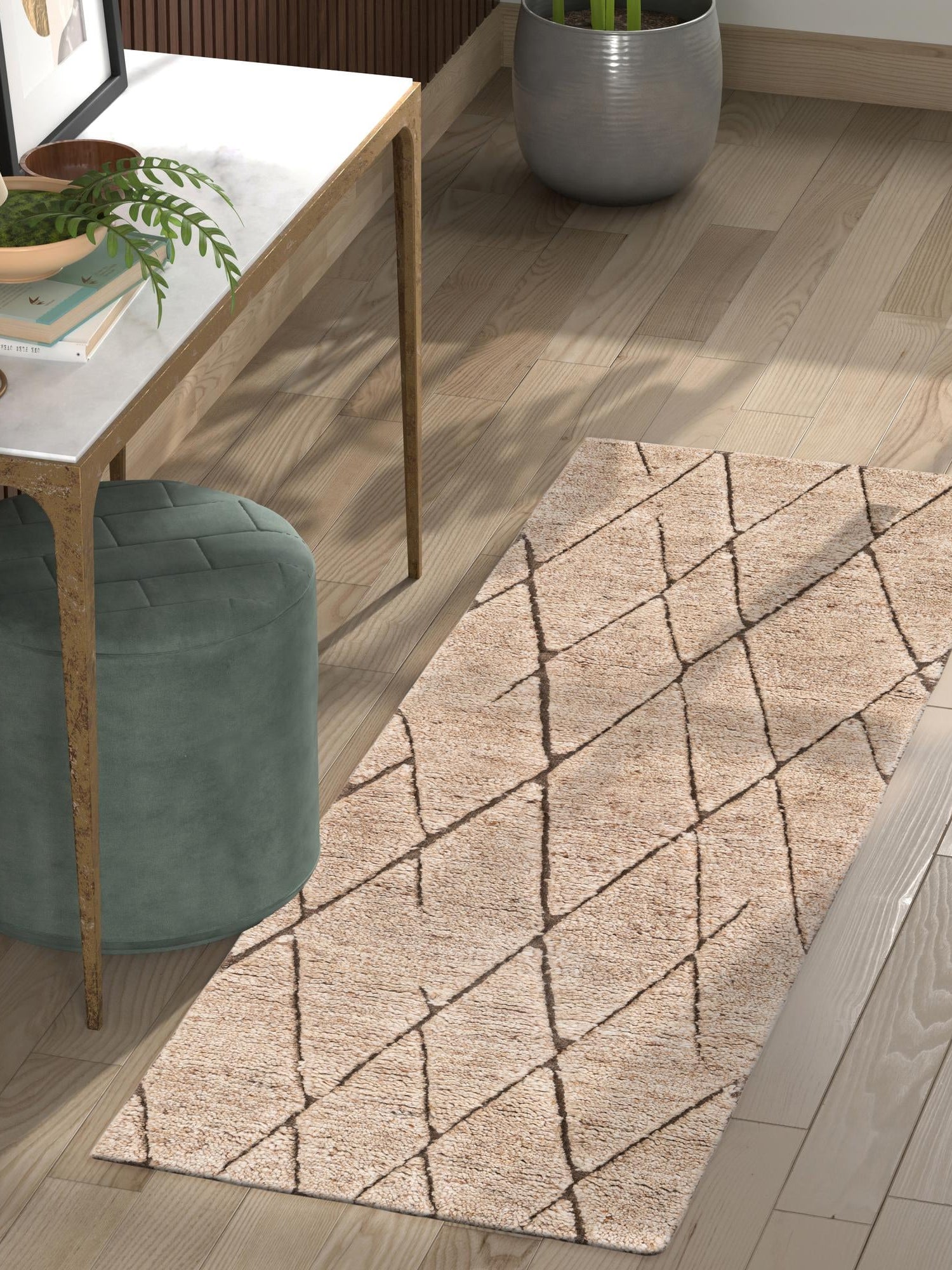Camel Brown 2' 7 x 10' Atlas Moroccan Wool Runner Area Rug New Zealand Wool With Cotton Backing All Natural Indoor Living Dining Room Bedroom Office Carpet for Sale at Rug Engine