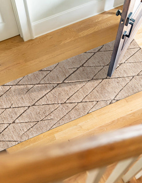 Camel Brown 2' x 8' Atlas Moroccan Wool Runner Area Rug New Zealand Wool With Cotton Backing All Natural Indoor Living Dining Room Bedroom Office Carpet for Sale at Rug Engine