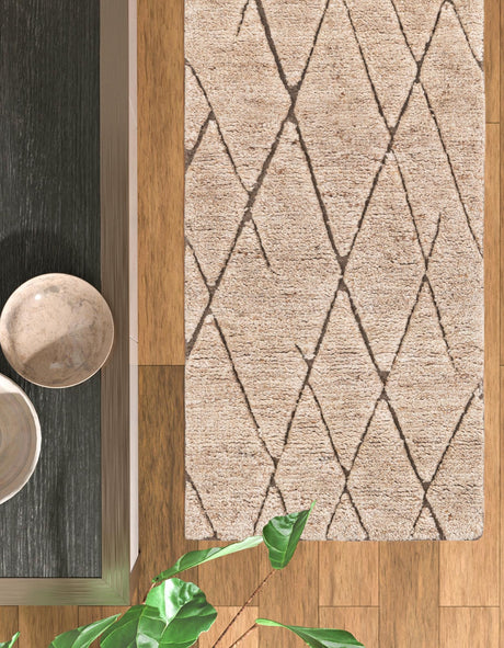 Camel Brown 2' x 5' 1 Atlas Moroccan Wool Runner Area Rug New Zealand Wool With Cotton Backing All Natural Indoor Living Dining Room Bedroom Office Carpet for Sale at Rug Engine