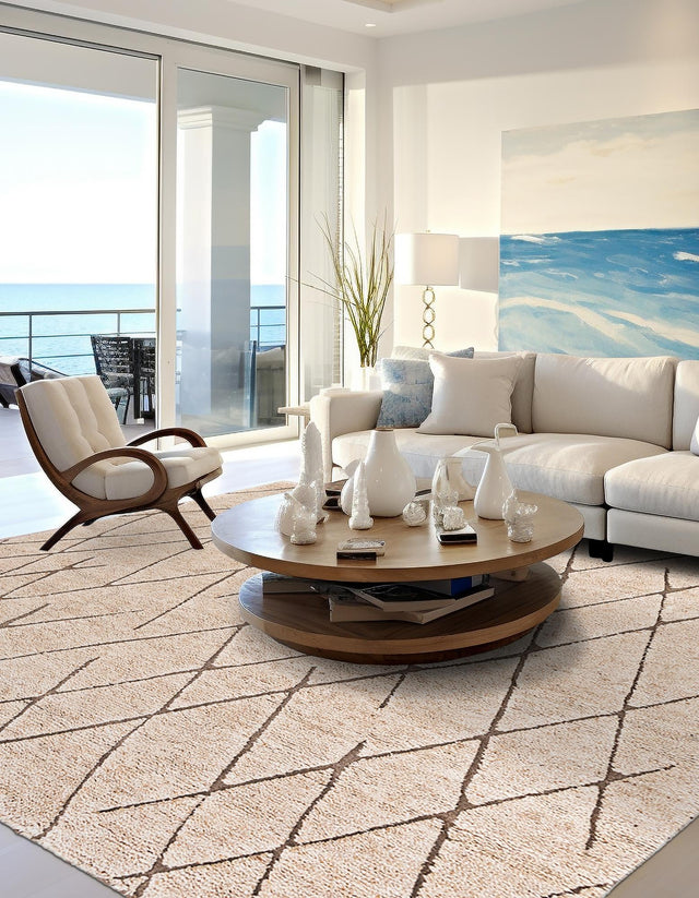 Camel Brown 8' x 8' Atlas Moroccan Wool Square Rug