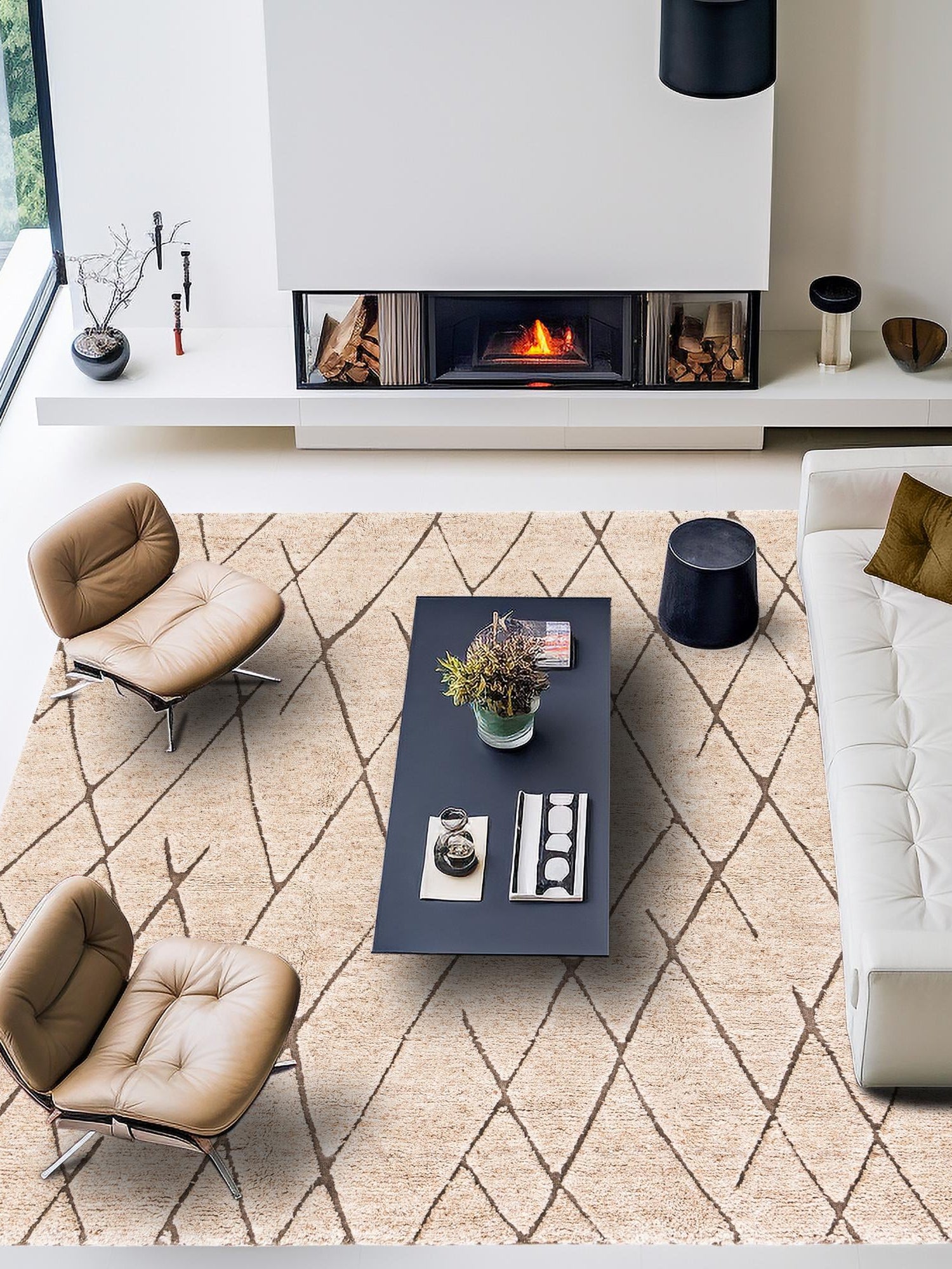 Camel Brown 7' 10 x 7' 10 Atlas Moroccan Wool Square Area Rug New Zealand Wool With Cotton Backing All Natural Indoor Living Dining Room Bedroom Office Carpet for Sale at Rug Engine