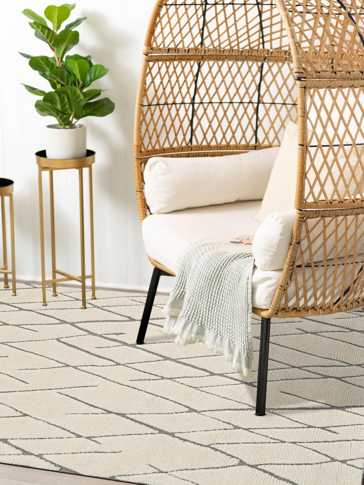 Pure Ivory 9' x 12' Atlas Moroccan Wool Rectangle Area Rug New Zealand Wool With Cotton Backing All Natural Indoor Living Dining Room Bedroom Office Carpet for Sale at Rug Engine