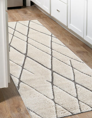 Pure Ivory 2' x 5' 1 Atlas Moroccan Wool Runner Area Rug New Zealand Wool With Cotton Backing All Natural Indoor Living Dining Room Bedroom Office Carpet for Sale at Rug Engine