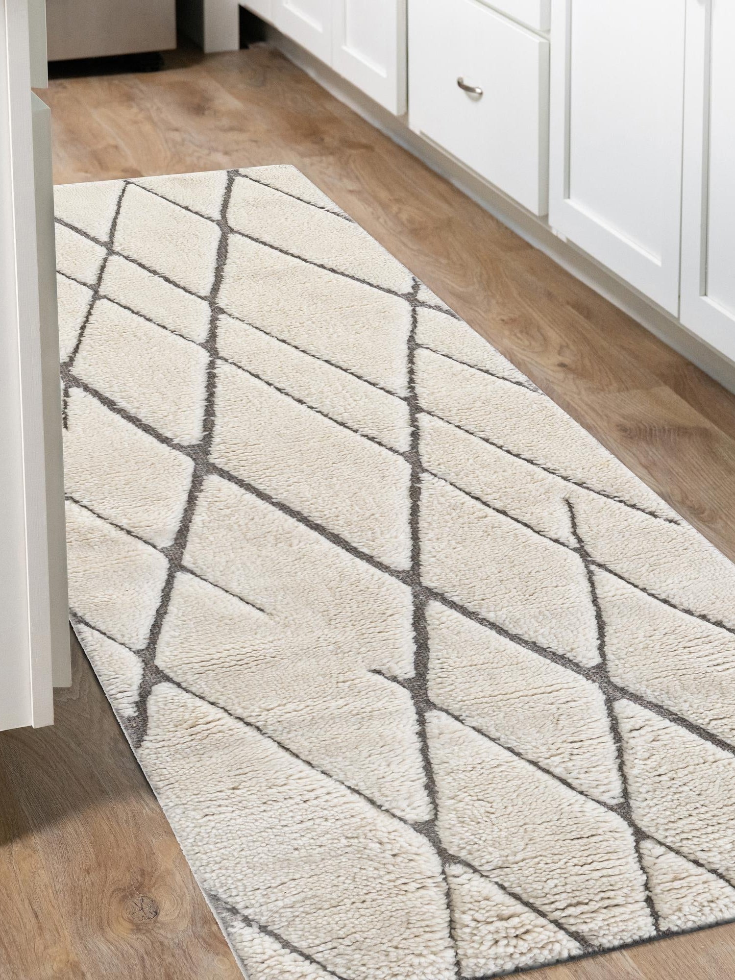 Pure Ivory 2' 7 x 12' Atlas Moroccan Wool Runner Area Rug New Zealand Wool With Cotton Backing All Natural Indoor Living Dining Room Bedroom Office Carpet for Sale at Rug Engine