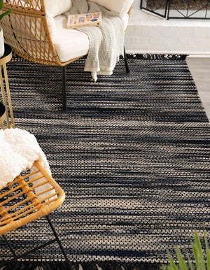 Navy Blue and Ivory 9' x 12' Chunky Jute Rectangle Area Rug 100% All Natural Jute Sustainable Eco-Friendly Carpet Mat for Natural Interior Design Homes for Sale at Rug Engine