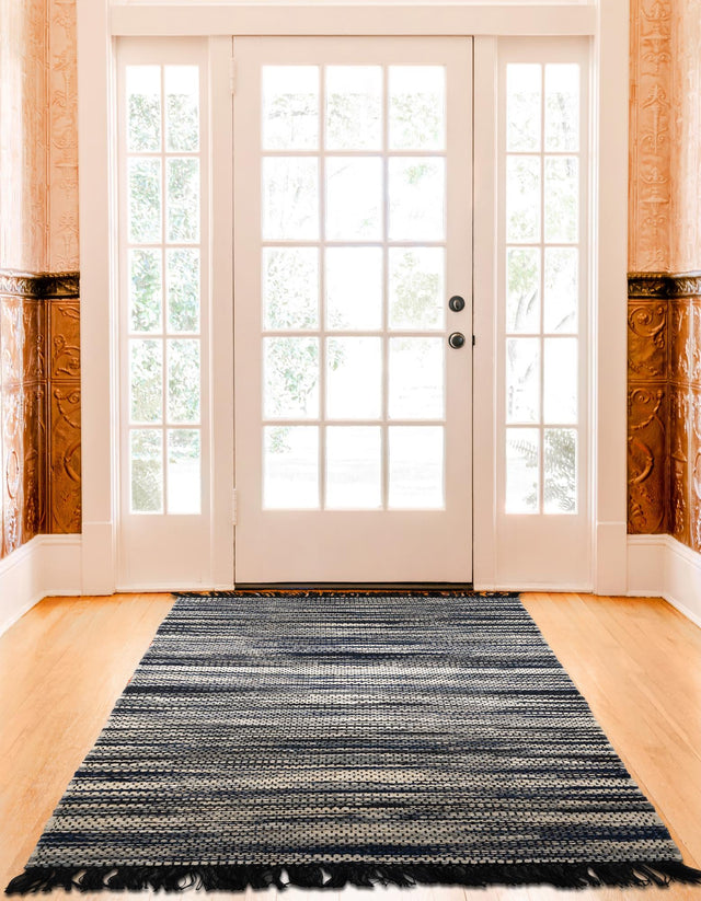Navy Blue and Ivory 9' x 12' Chunky Jute Rectangle Area Rug 100% All Natural Jute Sustainable Eco-Friendly Carpet Mat for Natural Interior Design Homes for Sale at Rug Engine