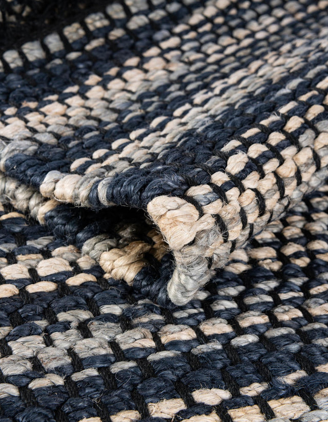 Navy Blue and Ivory 9' x 12' Chunky Jute Rectangle Area Rug 100% All Natural Jute Sustainable Eco-Friendly Carpet Mat for Natural Interior Design Homes for Sale at Rug Engine