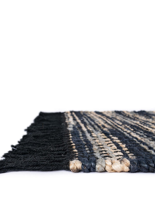 Navy Blue and Ivory 7' 1 x 10' Chunky Jute Rectangle Area Rug 100% All Natural Jute Sustainable Eco-Friendly Carpet Mat for Natural Interior Design Homes for Sale at Rug Engine