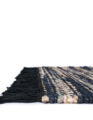 Navy Blue and Ivory 9' x 12' Chunky Jute Rectangle Area Rug 100% All Natural Jute Sustainable Eco-Friendly Carpet Mat for Natural Interior Design Homes for Sale at Rug Engine