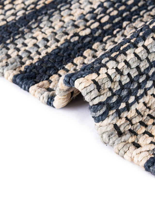 Navy Blue and Ivory 9' x 12' Chunky Jute Rectangle Area Rug 100% All Natural Jute Sustainable Eco-Friendly Carpet Mat for Natural Interior Design Homes for Sale at Rug Engine