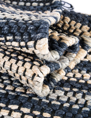 Navy Blue and Ivory 7' 1 x 10' Chunky Jute Rectangle Area Rug 100% All Natural Jute Sustainable Eco-Friendly Carpet Mat for Natural Interior Design Homes for Sale at Rug Engine