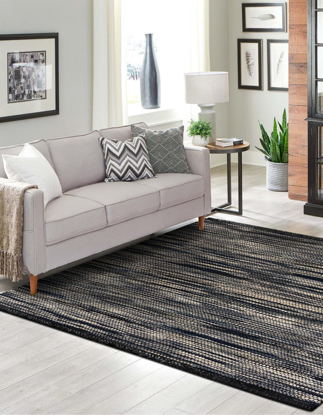 Navy Blue and Ivory 7' 10 x 7' 10 Chunky Jute Square Area Rug 100% All Natural Jute Sustainable Eco-Friendly Carpet Mat for Natural Interior Design Homes for Sale at Rug Engine