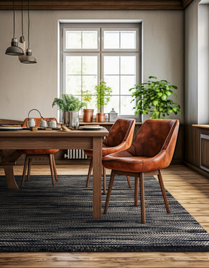 Navy Blue and Ivory 7' 10 x 7' 10 Chunky Jute Square Area Rug 100% All Natural Jute Sustainable Eco-Friendly Carpet Mat for Natural Interior Design Homes for Sale at Rug Engine