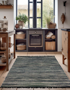 Green and Ivory 5' 1 x 8' Chunky Jute Rectangle Area Rug 100% All Natural Jute Sustainable Eco-Friendly Carpet Mat for Natural Interior Design Homes for Sale at Rug Engine