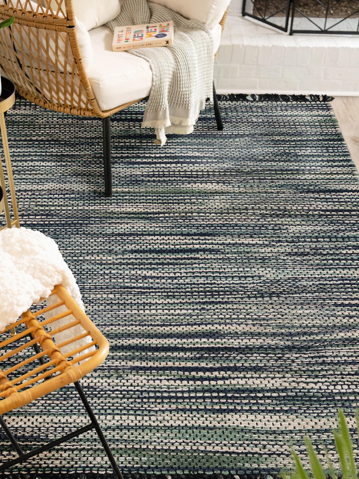 Green and Ivory 7' 10 x 10' Chunky Jute Rectangle Area Rug 100% All Natural Jute Sustainable Eco-Friendly Carpet Mat for Natural Interior Design Homes for Sale at Rug Engine