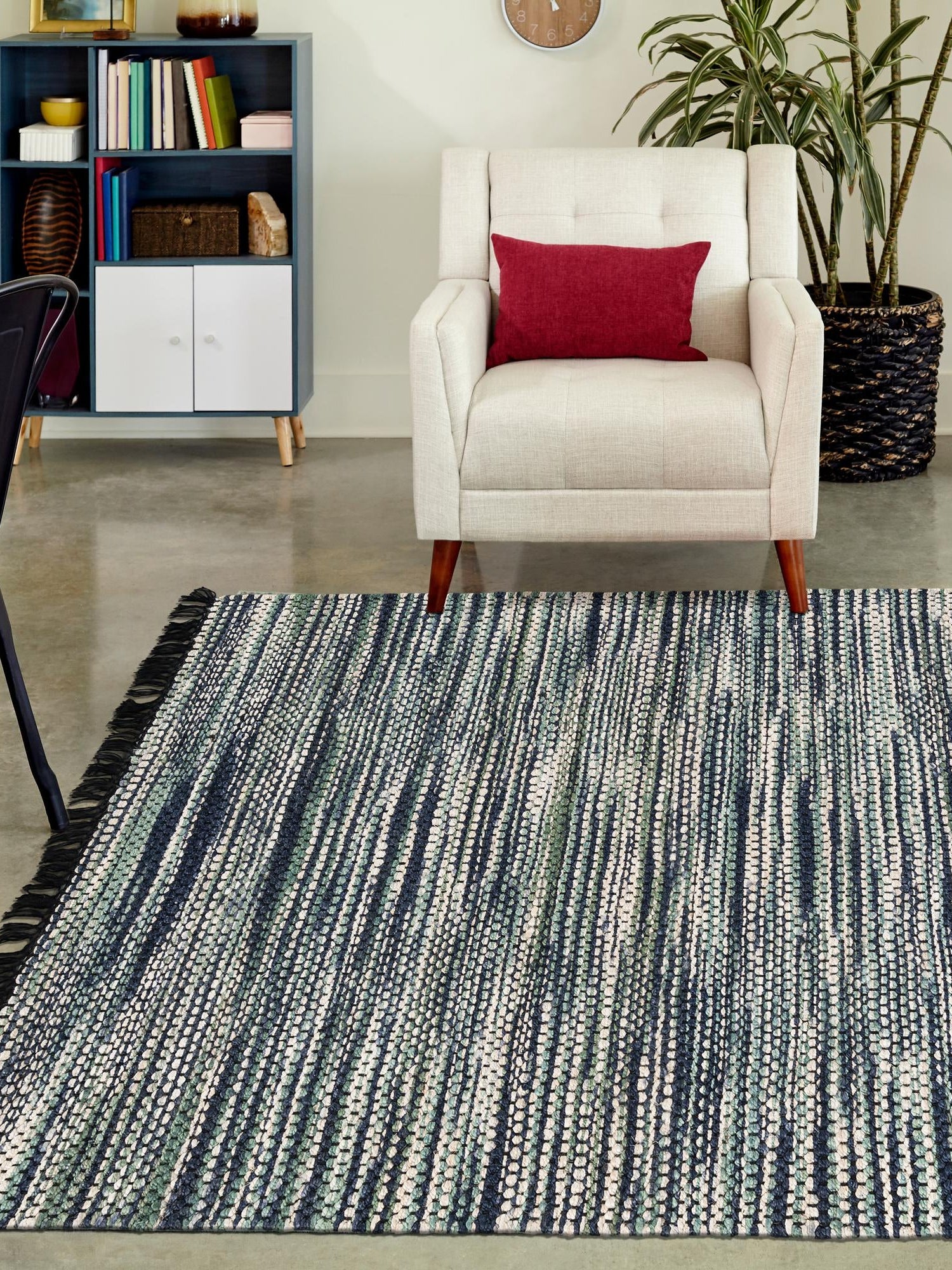 Green and Ivory 2' x 3' 1 Chunky Jute Rectangle Area Rug 100% All Natural Jute Sustainable Eco-Friendly Carpet Mat for Natural Interior Design Homes for Sale at Rug Engine