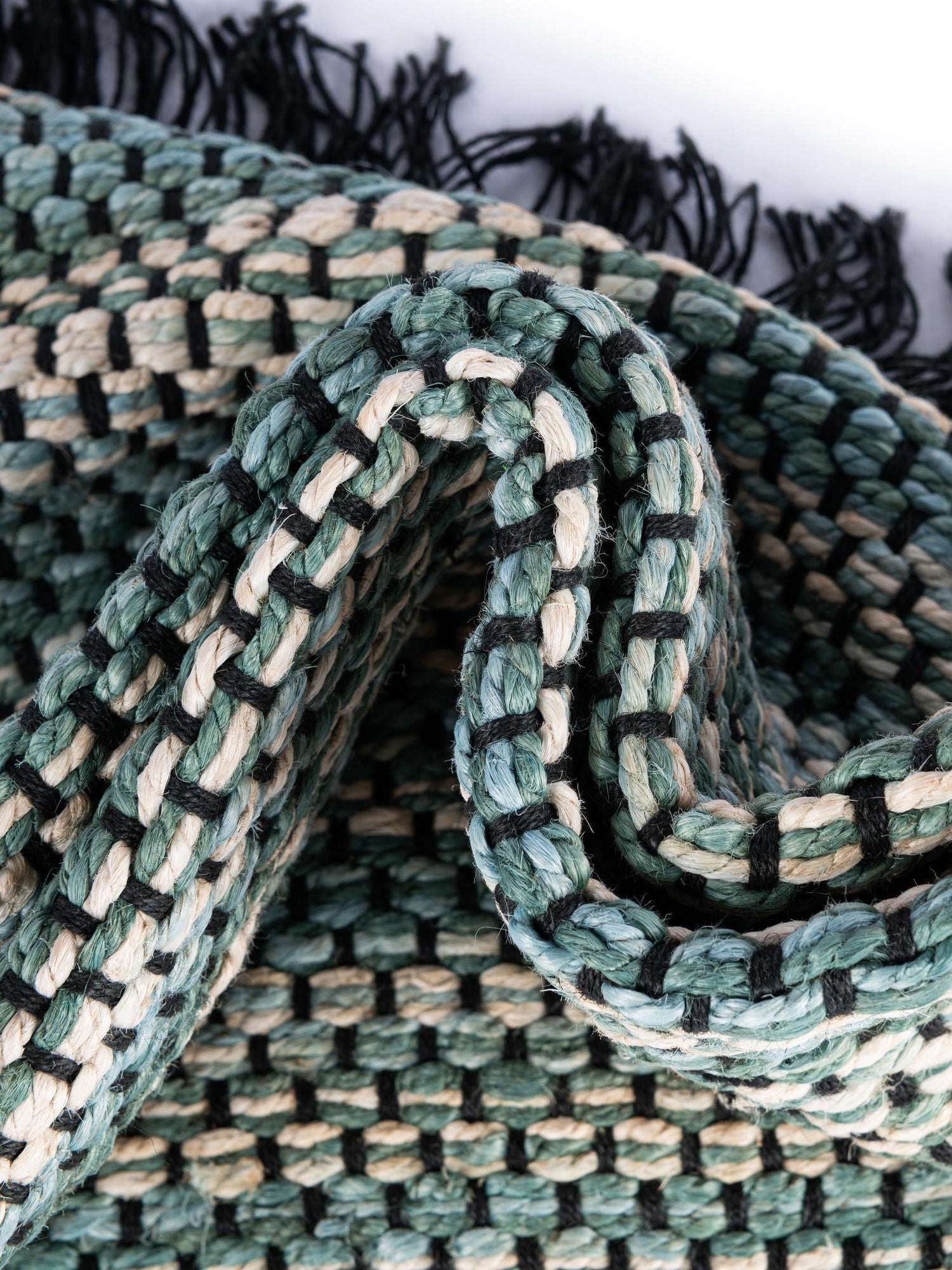 Green and Ivory 2' x 3' 1 Chunky Jute Rectangle Area Rug 100% All Natural Jute Sustainable Eco-Friendly Carpet Mat for Natural Interior Design Homes for Sale at Rug Engine