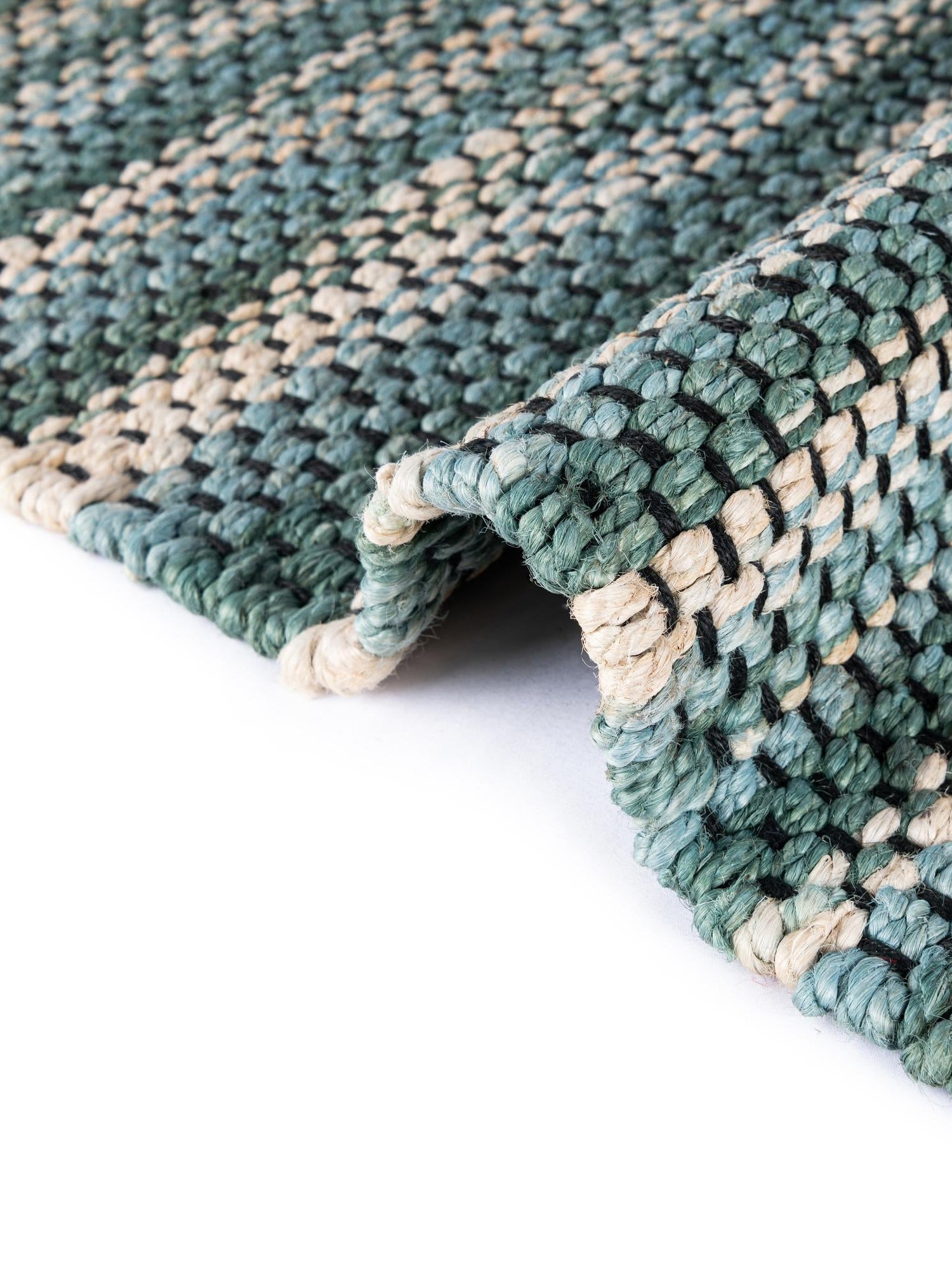 Green and Ivory 2' x 3' 1 Chunky Jute Rectangle Area Rug 100% All Natural Jute Sustainable Eco-Friendly Carpet Mat for Natural Interior Design Homes for Sale at Rug Engine