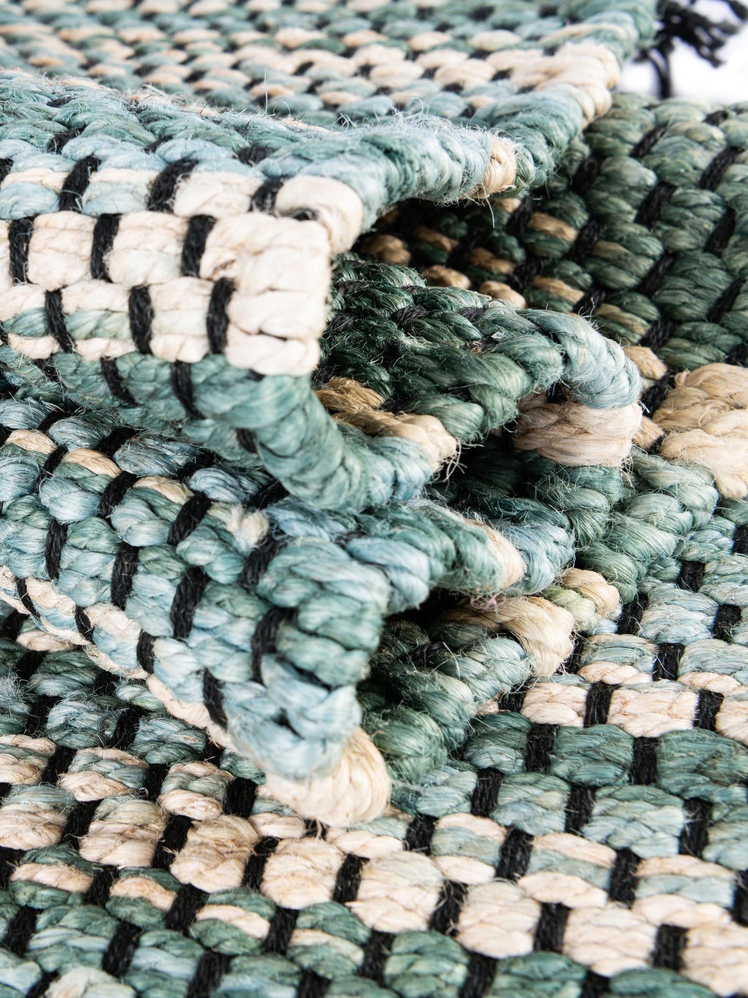 Green and Ivory 5' 1 x 8' Chunky Jute Rectangle Area Rug 100% All Natural Jute Sustainable Eco-Friendly Carpet Mat for Natural Interior Design Homes for Sale at Rug Engine
