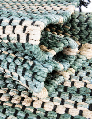 Green and Ivory 6' 1 x 9' Chunky Jute Rectangle Area Rug 100% All Natural Jute Sustainable Eco-Friendly Carpet Mat for Natural Interior Design Homes for Sale at Rug Engine